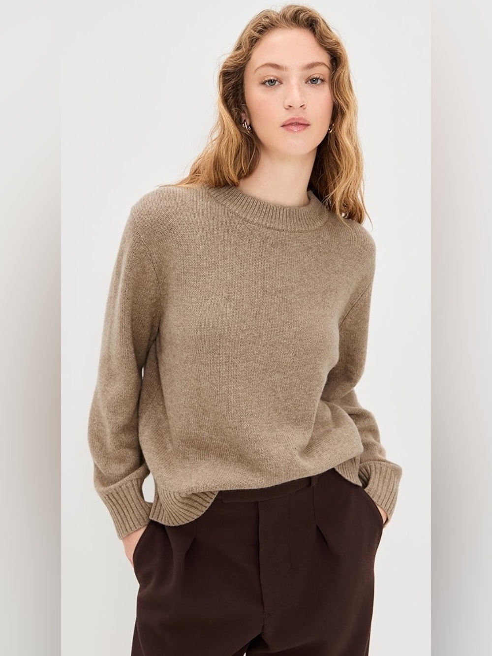 Jenni Kayne cashmere cotton oversized Sweater Beige fishermancore costal Large